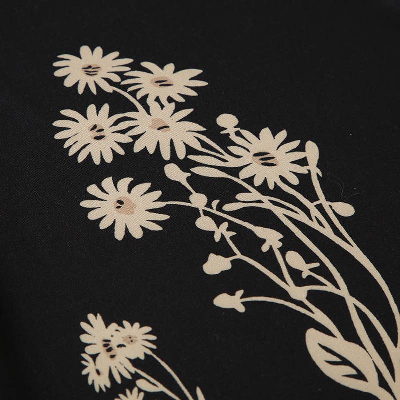 VINTAGE DAISY PRINT LOW-RISE DROP A-LINE SKIRT