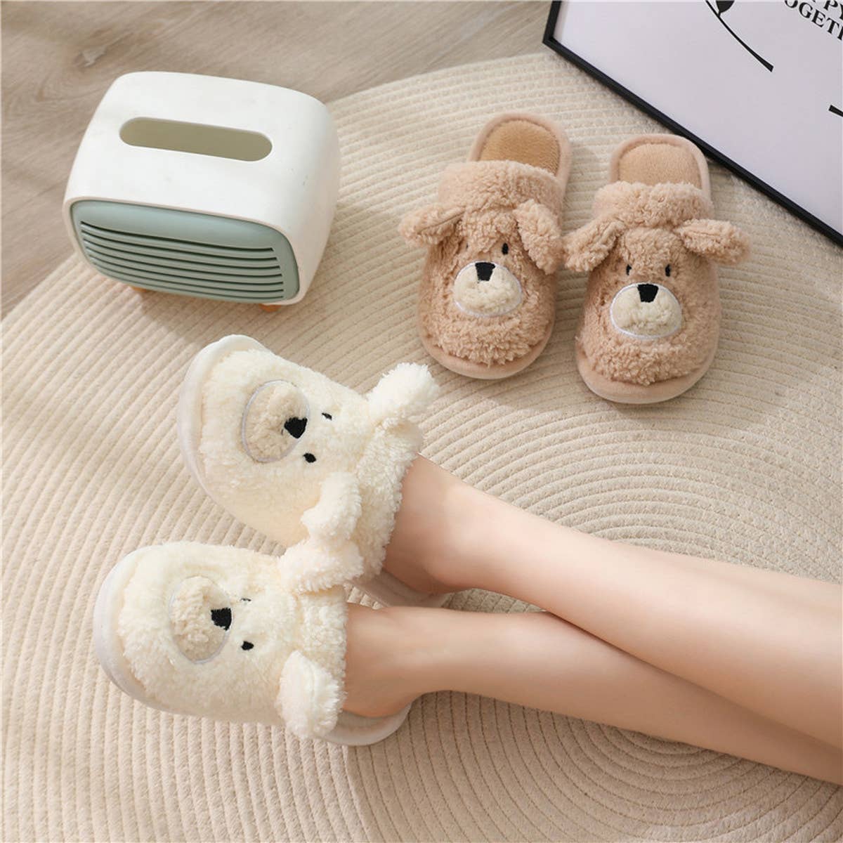 WOMEN CARTOON WARM BEAR COTTON SLIPPERS