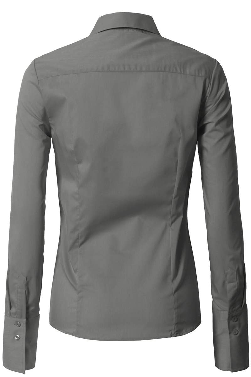 LADIES CASUAL LONG SLEEVE BUTTON UP SHIRT_CWTDSL027