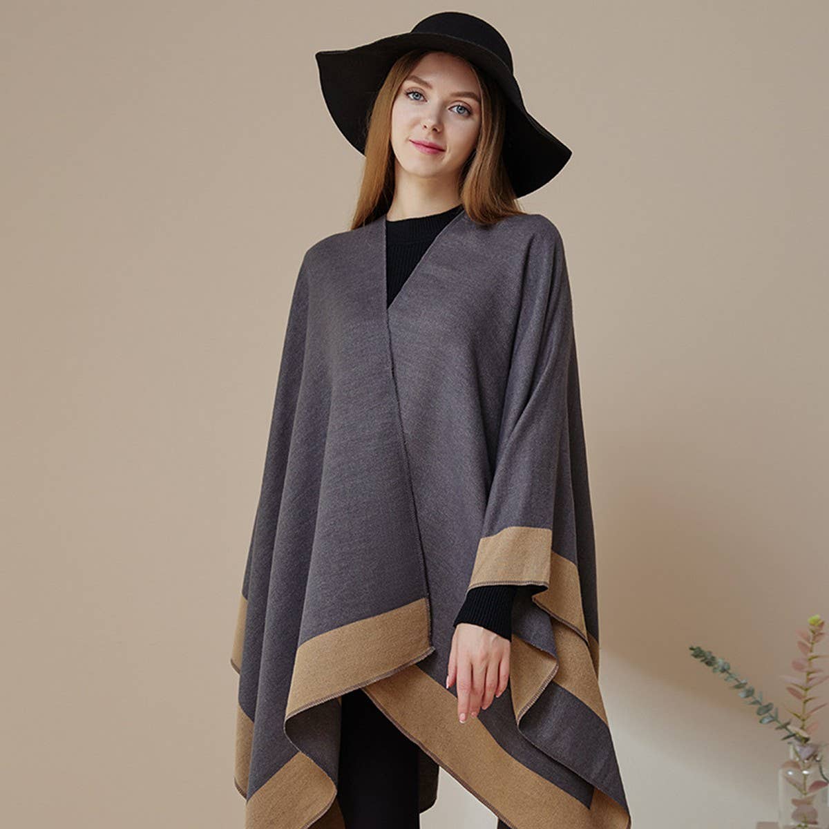 SOLID COLOR DOUBLE-SIDED CAPE SHAWL OUTER CAPE_CWASC2130