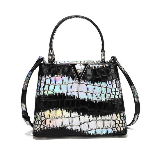 HIGH-END CONTRAST COLOR CROCODILE PATTERN TOTE BAG_CWAB3620