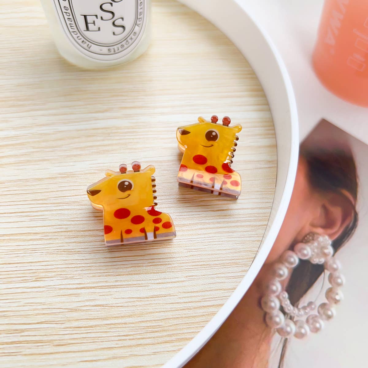 Q-version acrylic animal children's hair clips