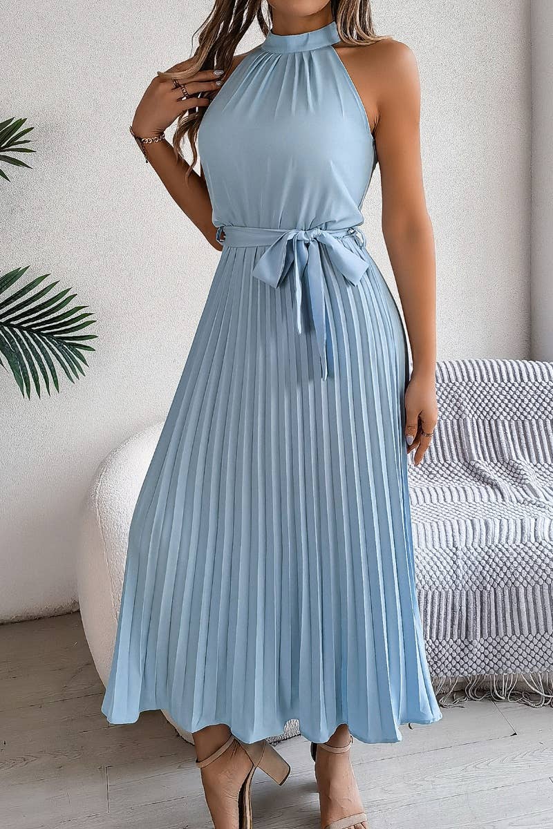 CWDMD2687_SUMMER SLEEVELESS SKIRT WITH WAIST PLEATED