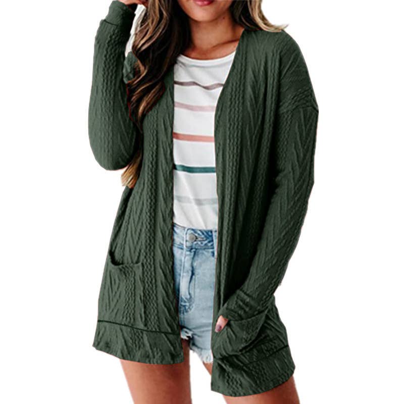Fashionable loose knitted long-sleeved cardigan