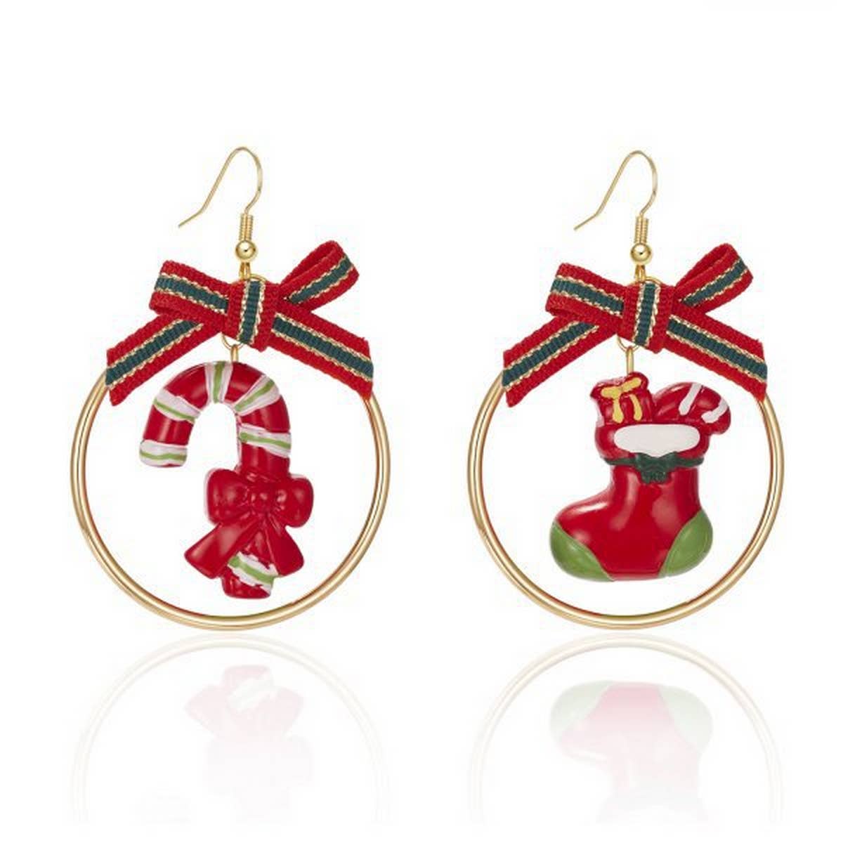 CHRISTMAS STAR BEAR GIFT IRREGULAR EARRINGS