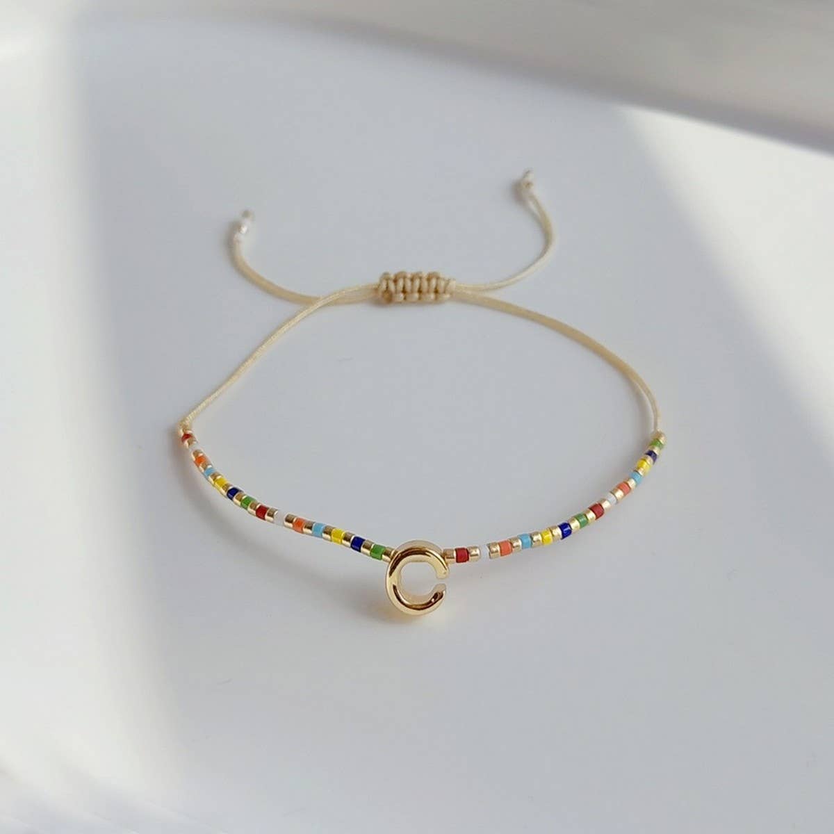CWAJE4567_BOHEMIAN ADJUSTABLE GOLD LETTER BRACELET
