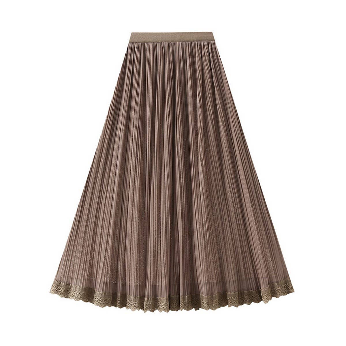DRAPE PLEATED SKIRT A-LINE SKIRT WITH WIDE SWING