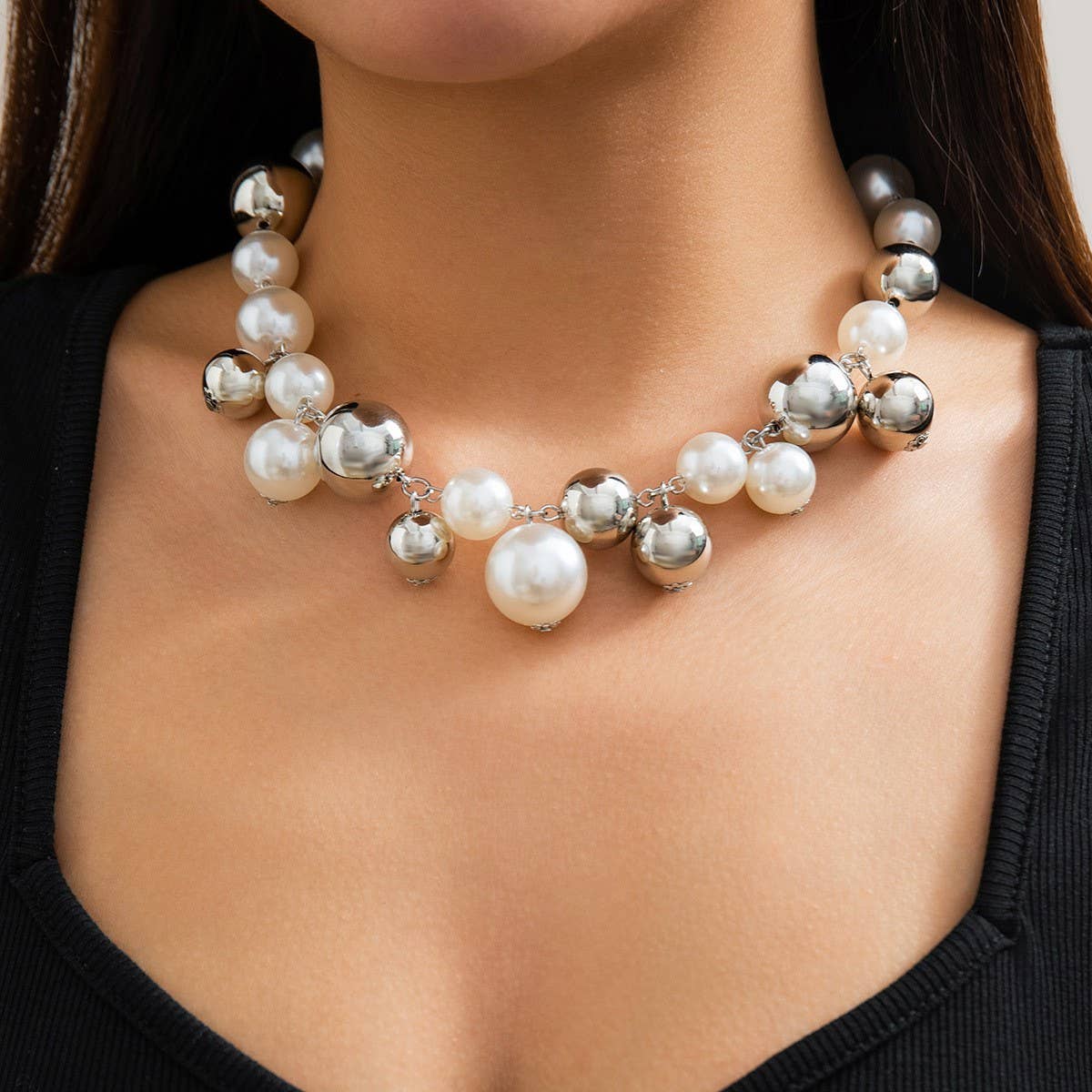 PUNK STYLE IMITATION PEARL NECKLACE_CWAJE1125