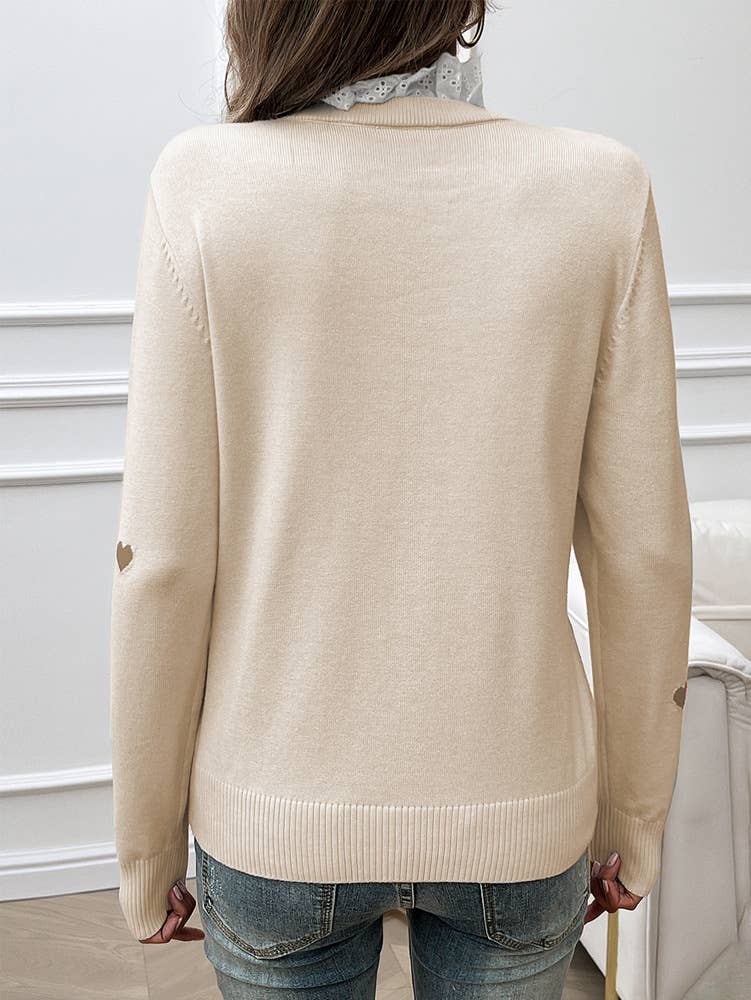 TEMPERAMENT CASUAL EMBROIDERED LOVE SWEATER