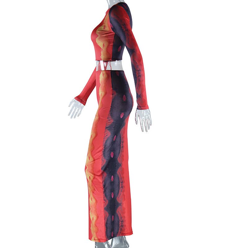 Jumper long sleeve T-shirt skirt two-piece set