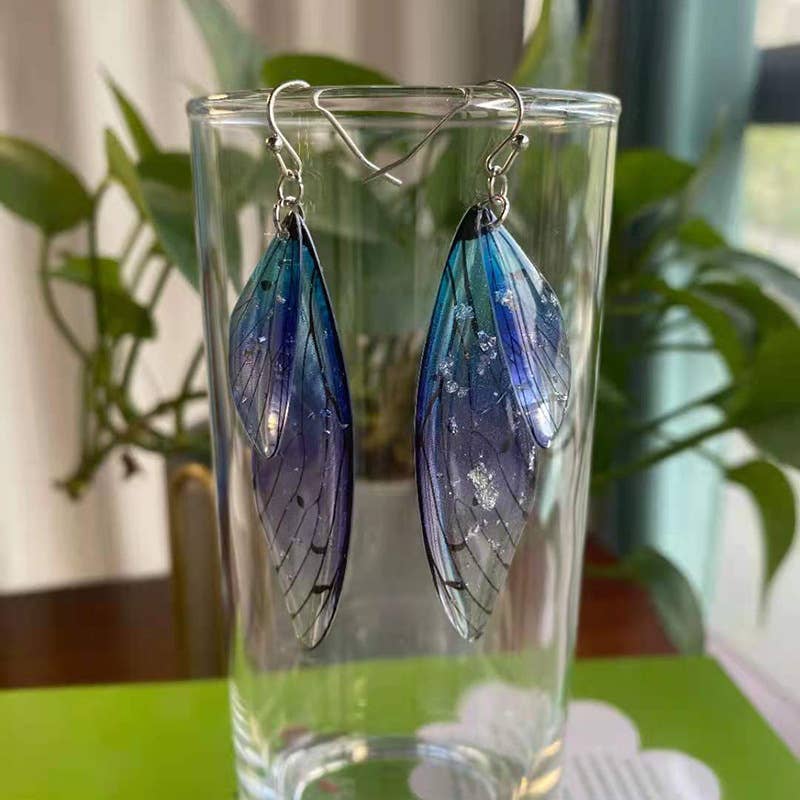 S925 Silver Cicada Wing Wing Butterfly Earrings