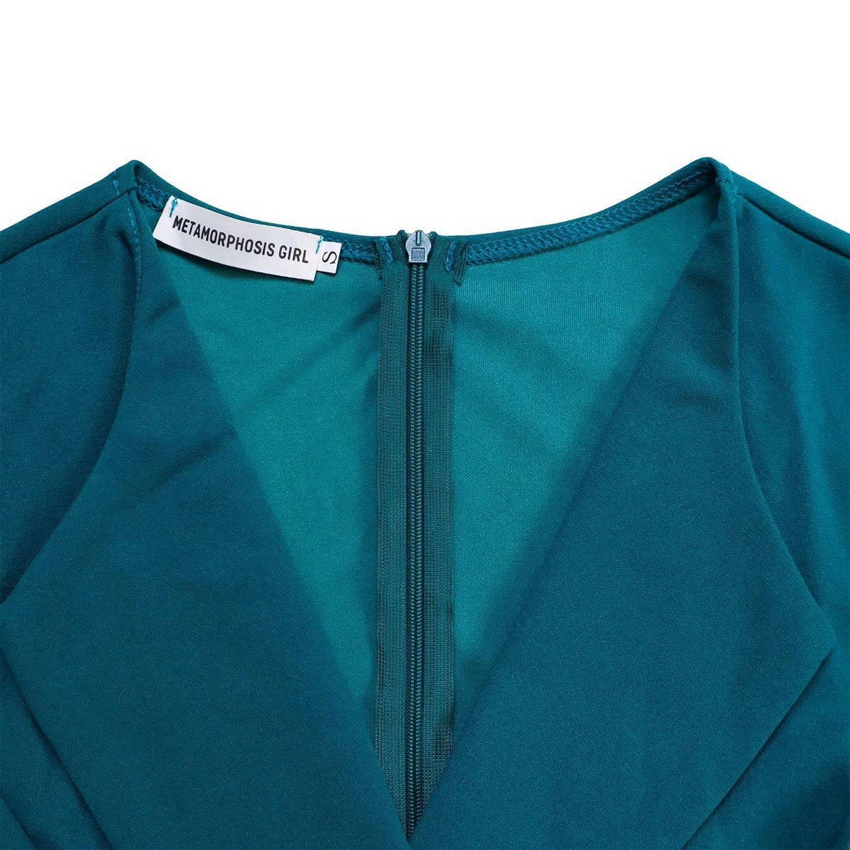 FASHION SUIT COLLAR PLEATED WAIST PLUS SIZE DRESS_CWDMD3653