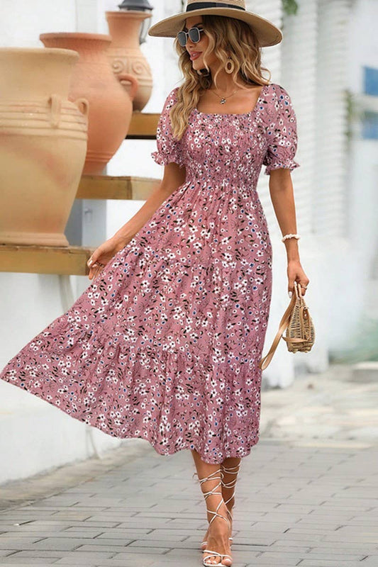 CWDMD5703_SUMMER TEMPERAMENT WAIST SHORT SLEEVE DRESS