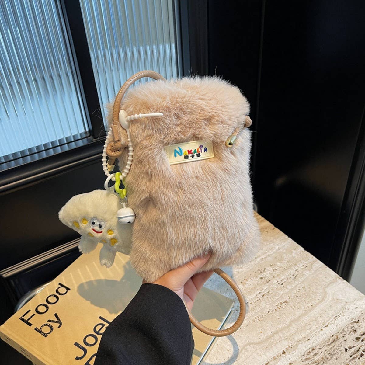 WINTER IMITATION REX RABBIT FUR SHOULDER PLUSH BAG_CWAB3960