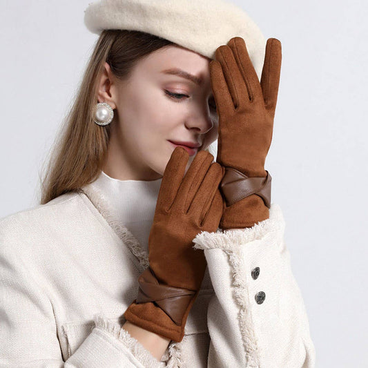 Bow Suede Gloves ??Touchscreen Warm Winter Design_CWMM2883