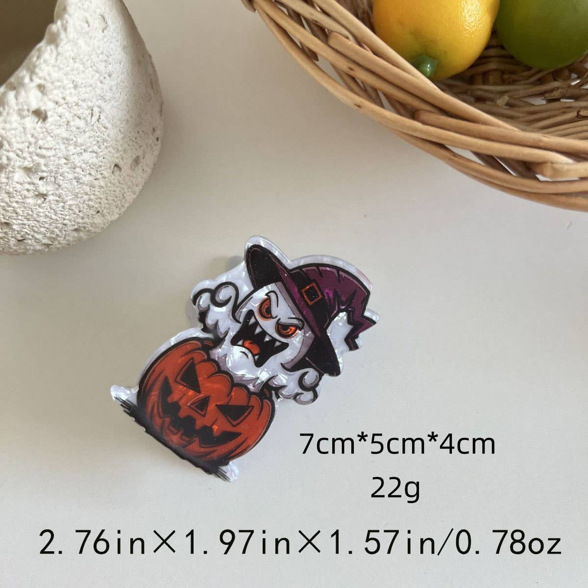 CWAHA07711_HALLOWEEN GHOST SKULL PUMPKIN CLAW CLIP