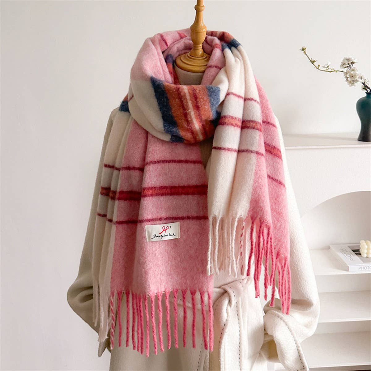 Soft Gradient Knit Tassel Scarf Wrap Shawl_CWASC2739