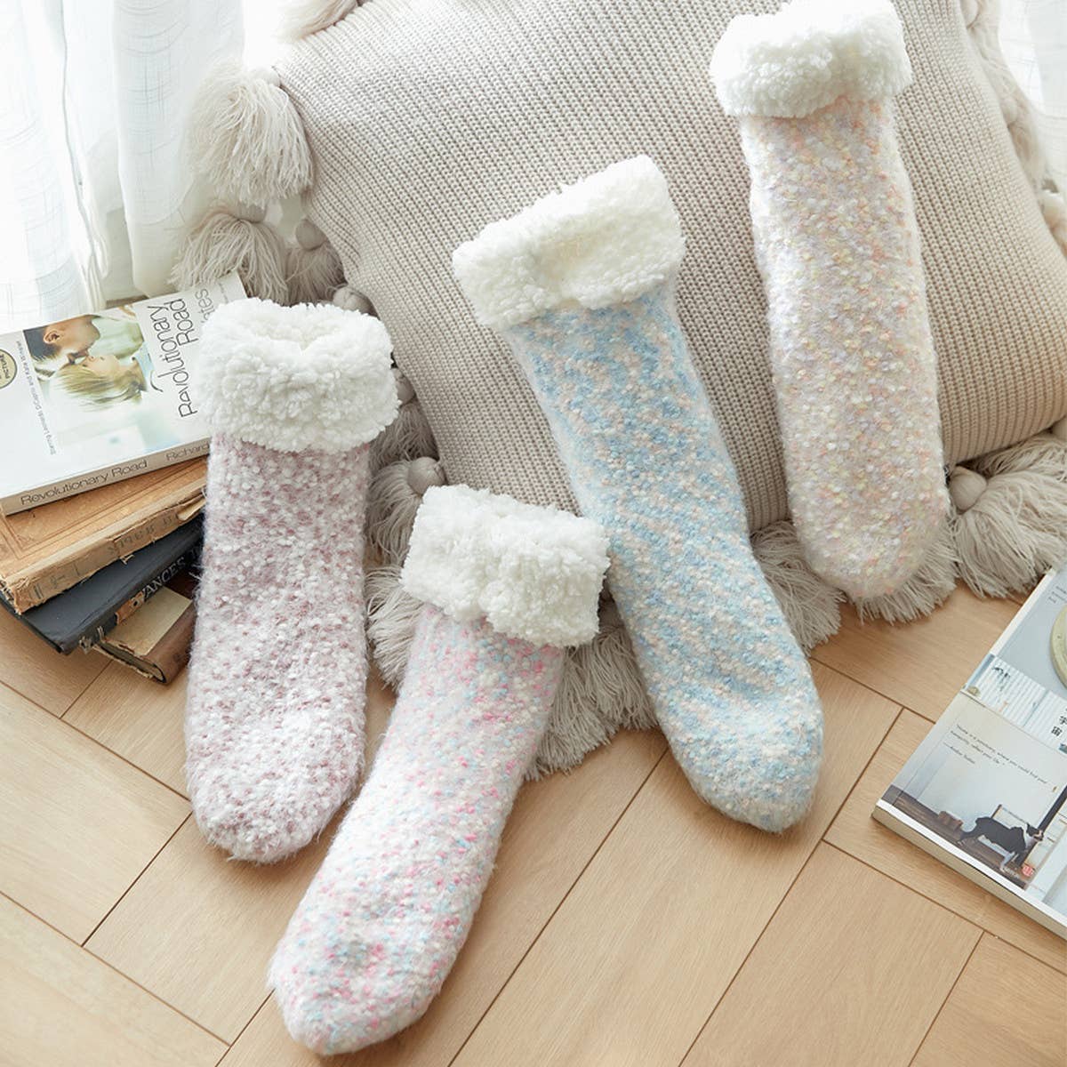 WOMEN PLUSH SNOW SOCKS PLUSH INDOOR SLIPPERS