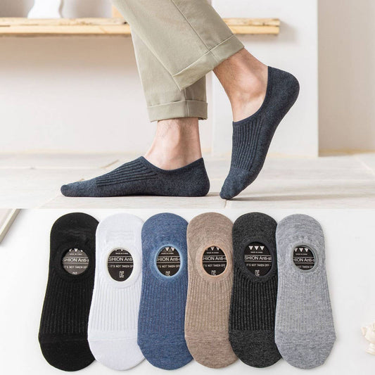 ALL-MATCH SOLID COLOR SILICONE BOAT SOCKS FOR MEN_CWMS2033