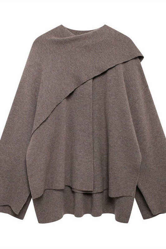 CWOCO1095_SOLID COLOR TEMPERAMENT CAPE STYLE LOOSE COAT