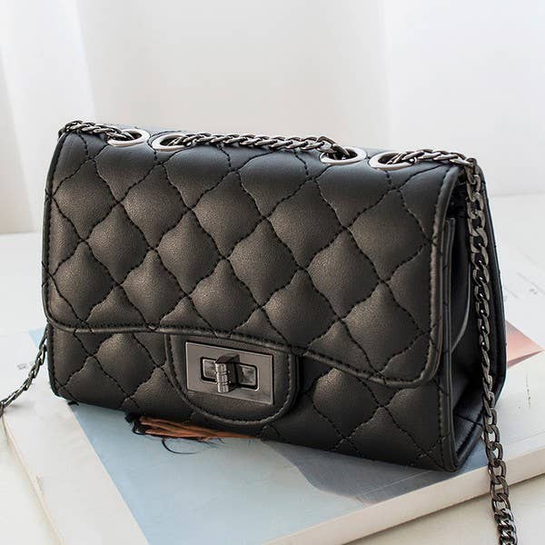 DIAMOND PATTERN QUILTED PURSE SHOULDER BAG_CWAB007-B20331