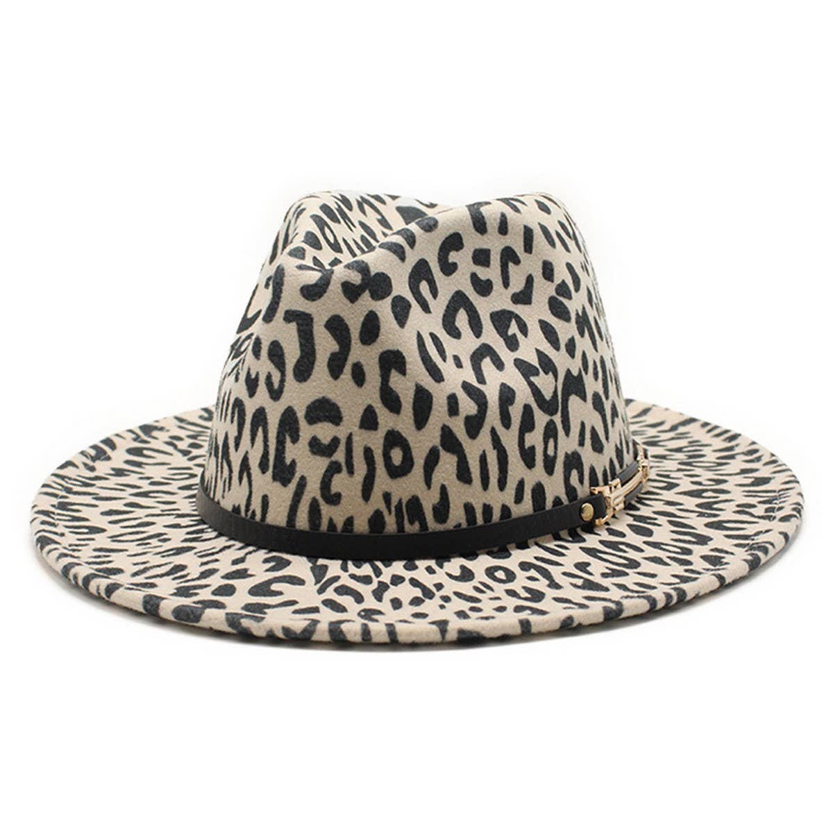 WOOLEN LEOPARD PRINT JAZZ HAT WIDE BRIM FELT HAT_CWAH2606