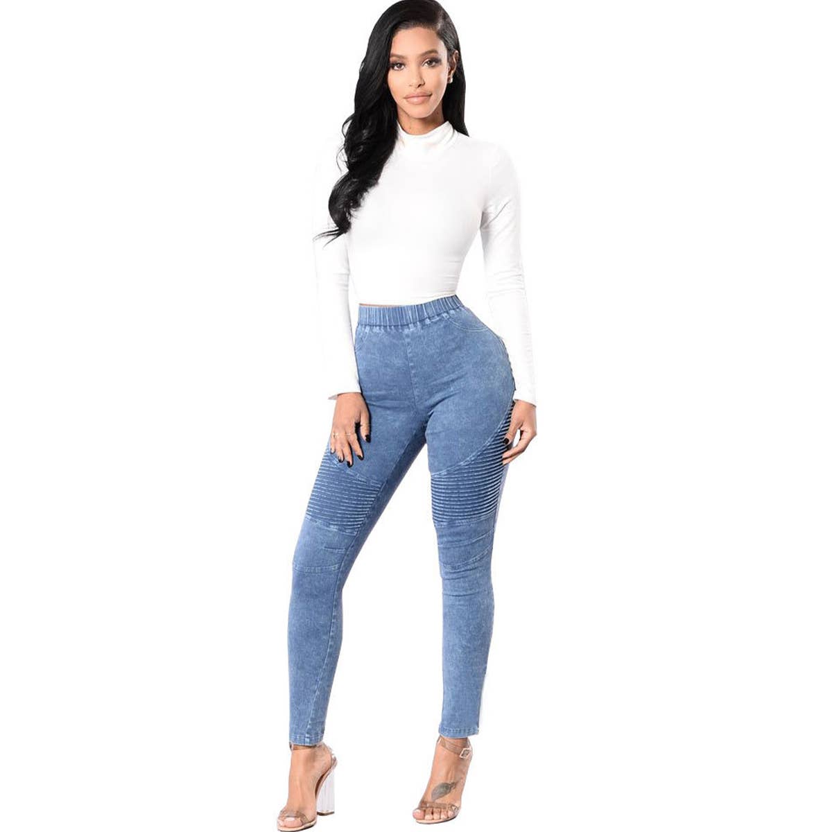 WOMENS HIGH WAISTED HIGH ELASTIC SLIM FIT JEANS_CWJP0164