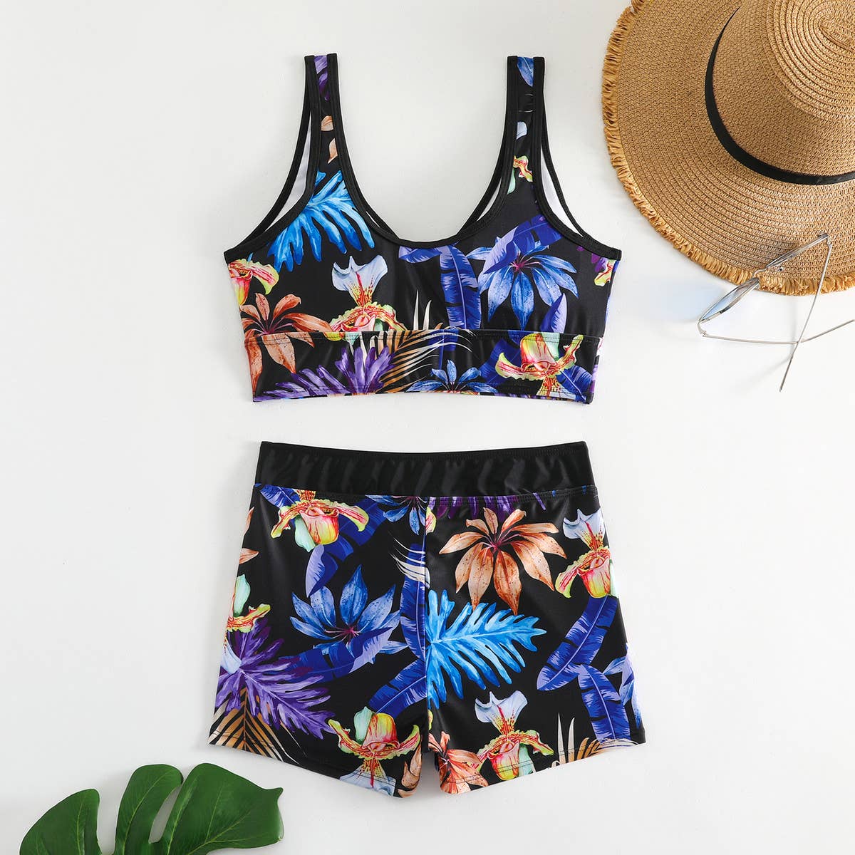 PRINTED DEEP V BIKINI TWO-PIECE SWIMSUIT_CWMW0315