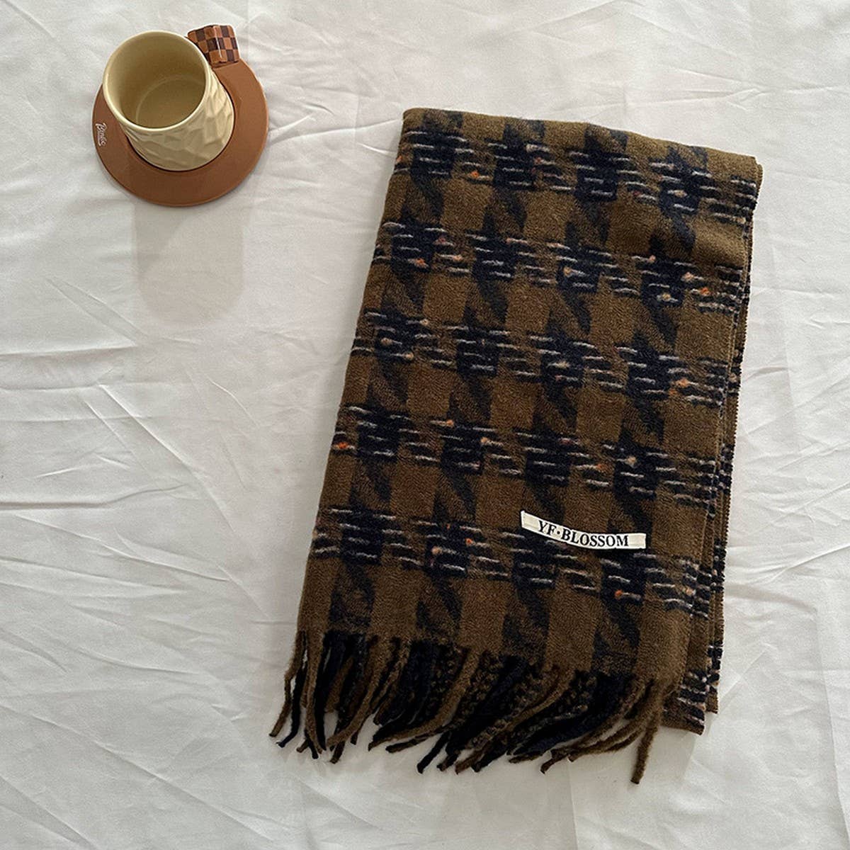 Houndstooth Scarf ? Soft Faux Cashmere Winter Wrap