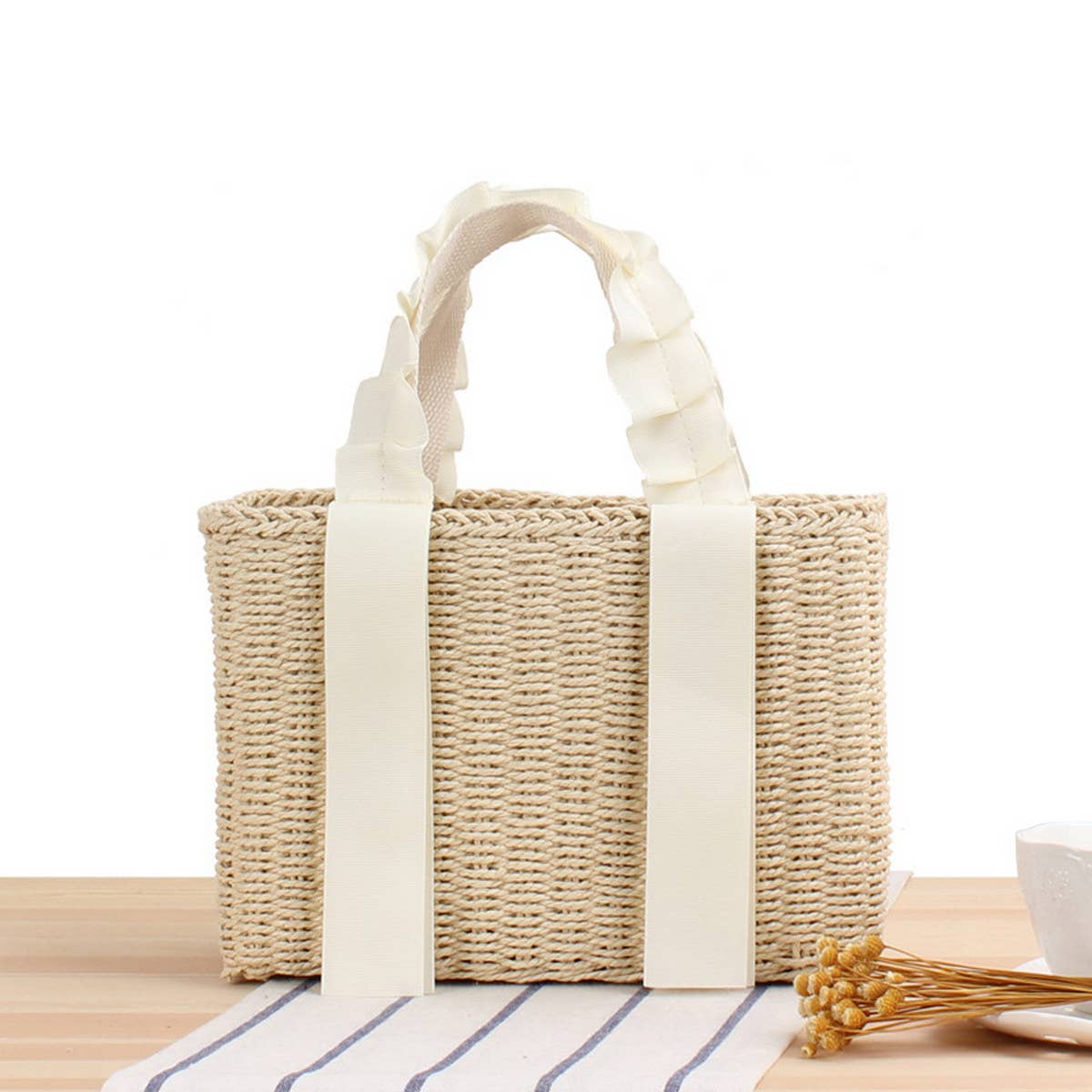 SIMPLE PORTABLE SOLID COLOR STRAW BAG_CWAB2093