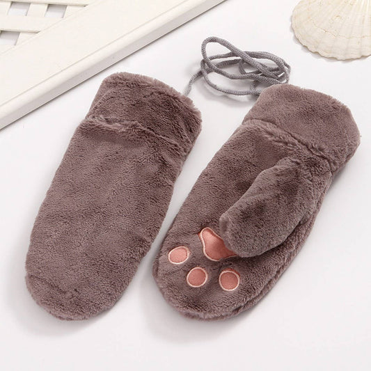 CUTE WINTER STUDENT FLEECE COLD PROTECTION GLOVES_CWAG0273