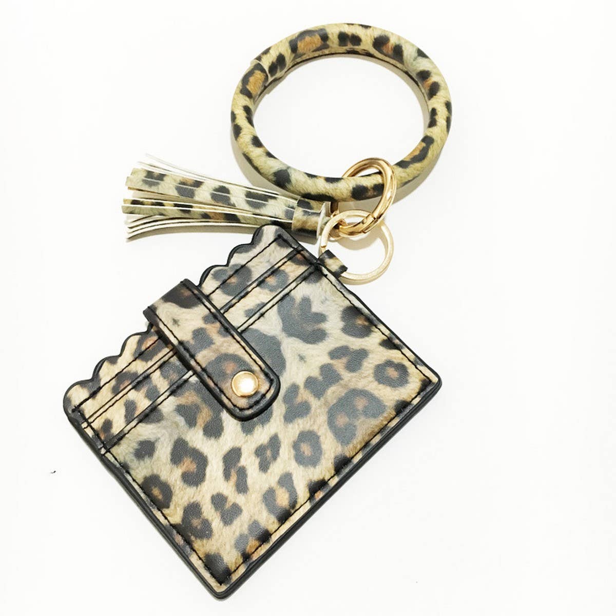 Leopard Keychain Bangle with PU Card Holder_CWAB5006