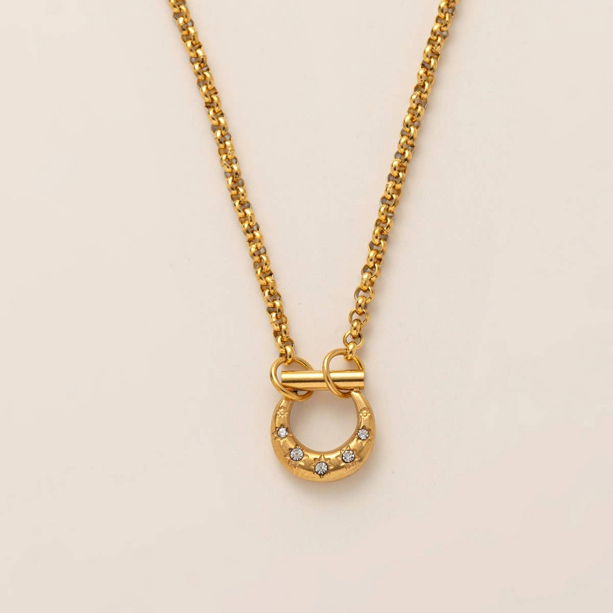 Stainless steel heart necklace with zirconium_CWMM5710