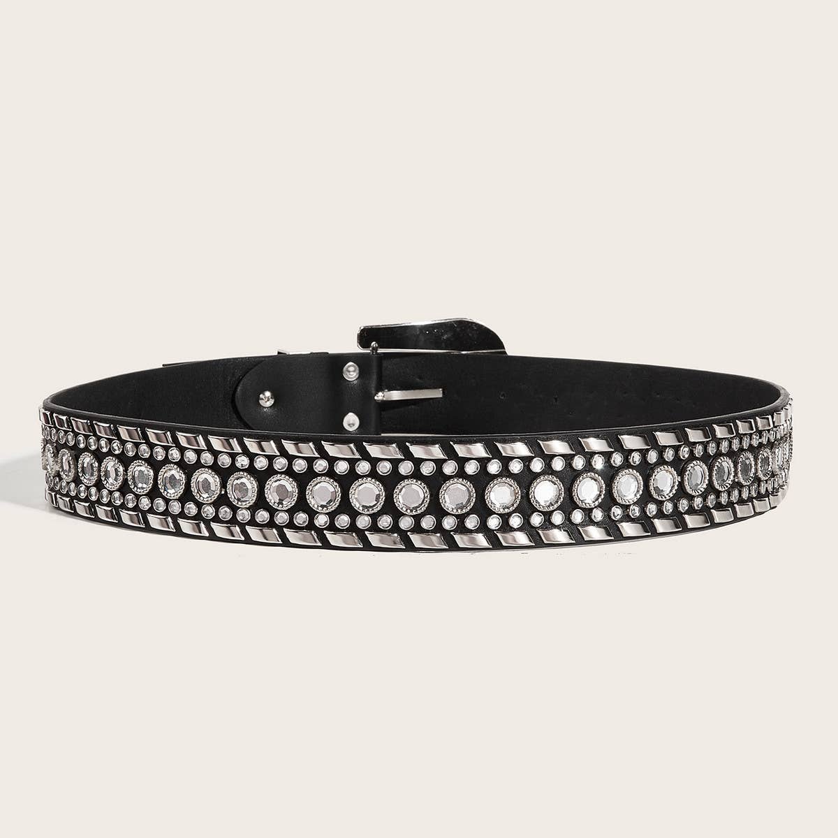 PUNK STYLE RIVET RHINESTONE BELT_CWABE0264