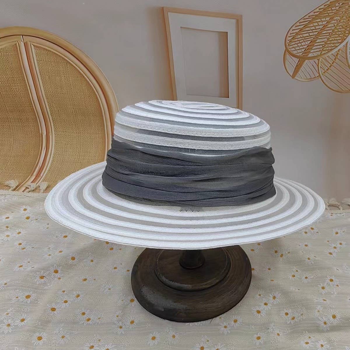 Summer fashion sun protection flat top sun hat_CWAH3559