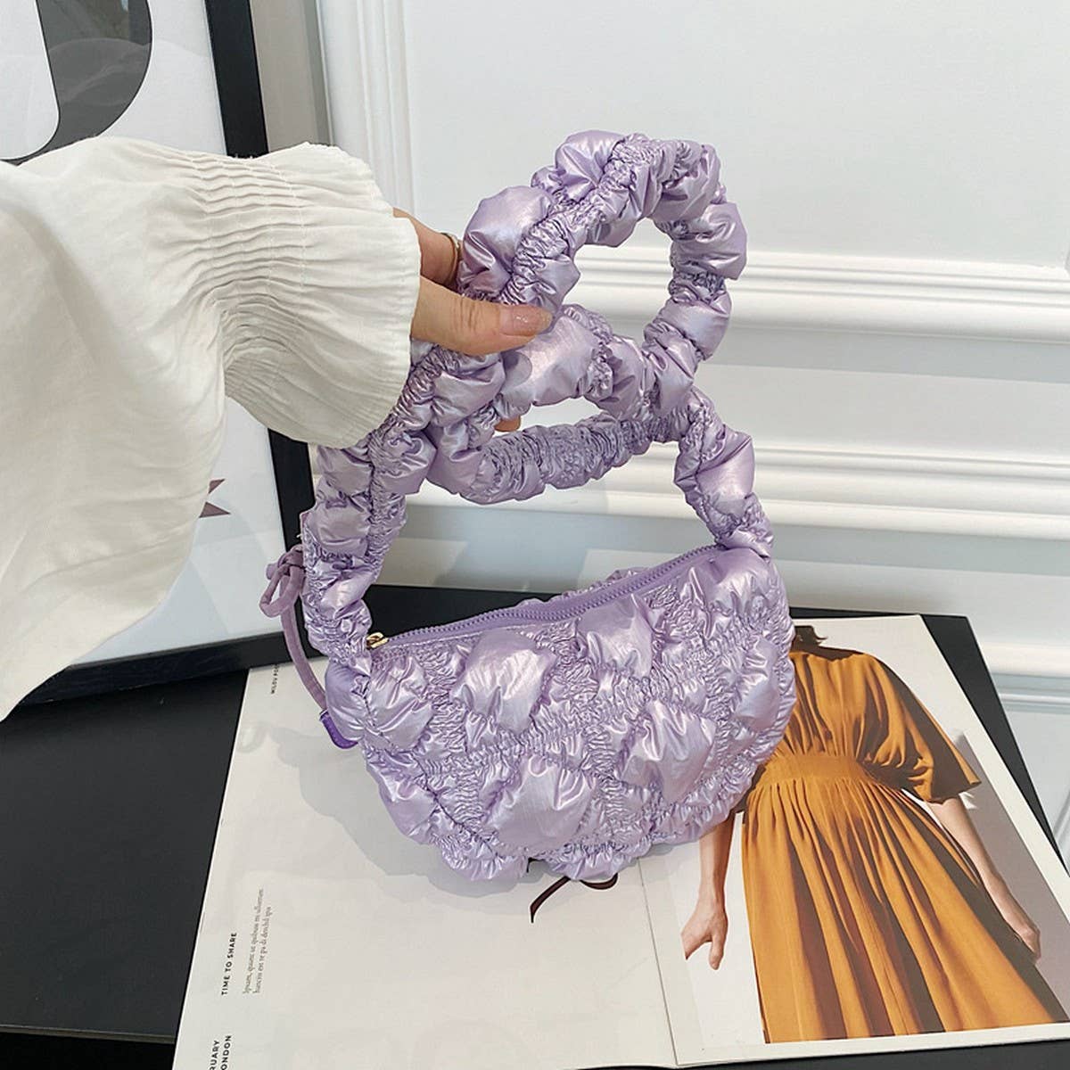 Cloud Bag Shiny Puffy Dumpling Shoulder Purse_CUAB00505