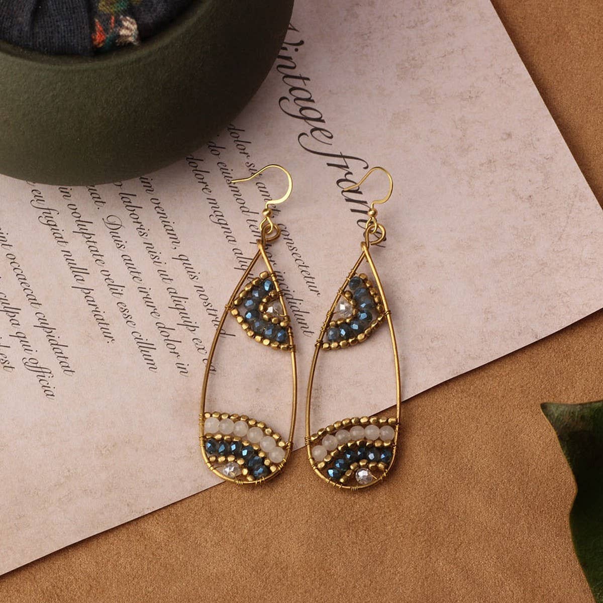 HIGH-GRADE NATURAL STONE WOVEN COLORFUL EARRINGS