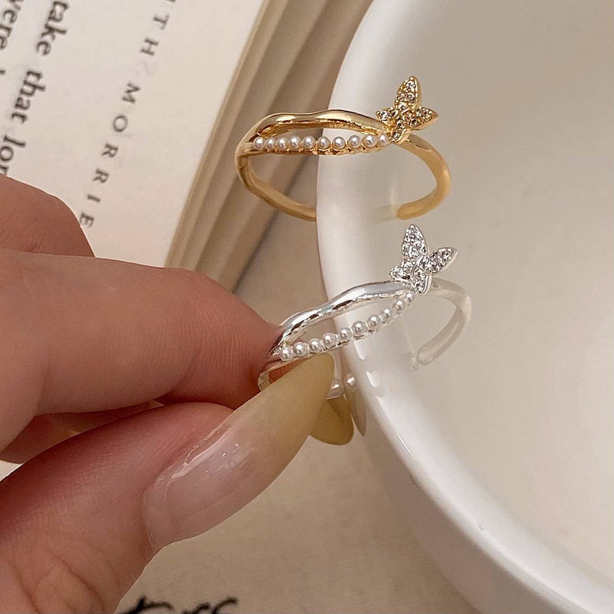 TEMPERAMENT SWEET PEARL OPEN RING FOR WOMEN