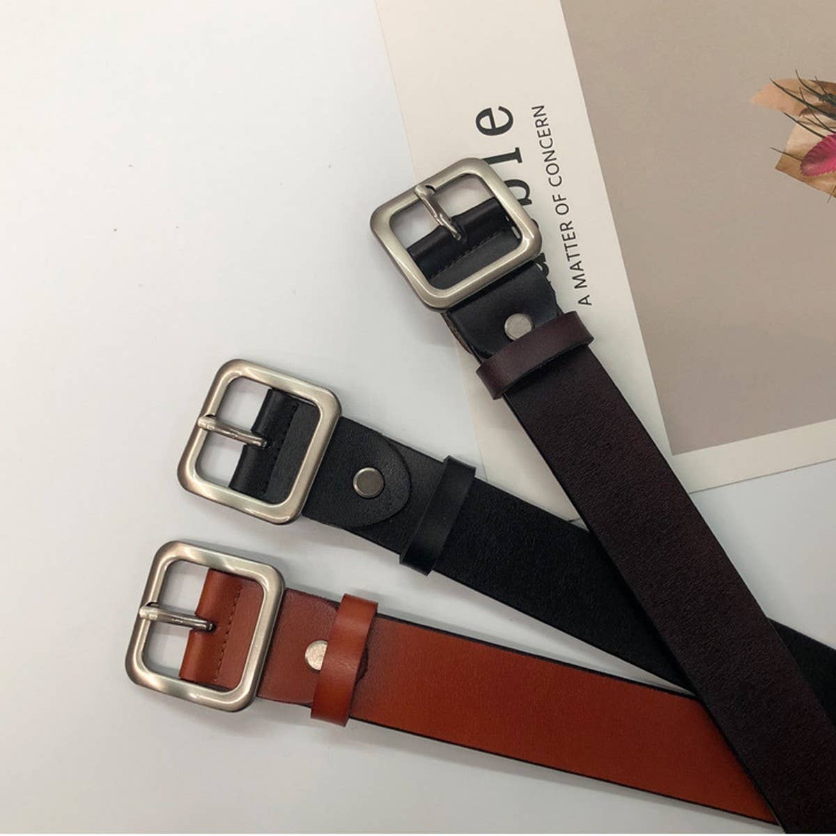 SQUARE BUCKLE SIMPLE TRENDY BELT_CWABE0597