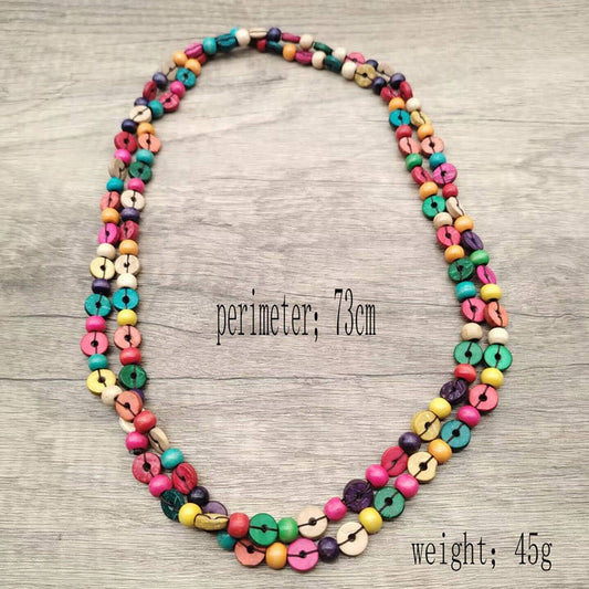 WOODEN BEAD COCONUT SHELL PENDANT NECKLACE_CWMM4856