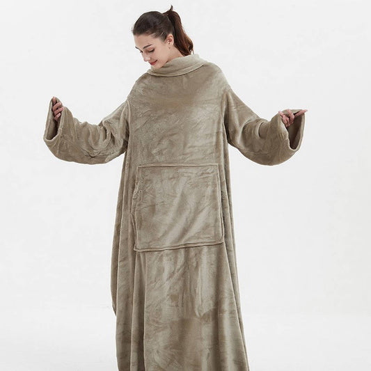 Long Flannel TV Blanket Hoodie for Home & Warmth