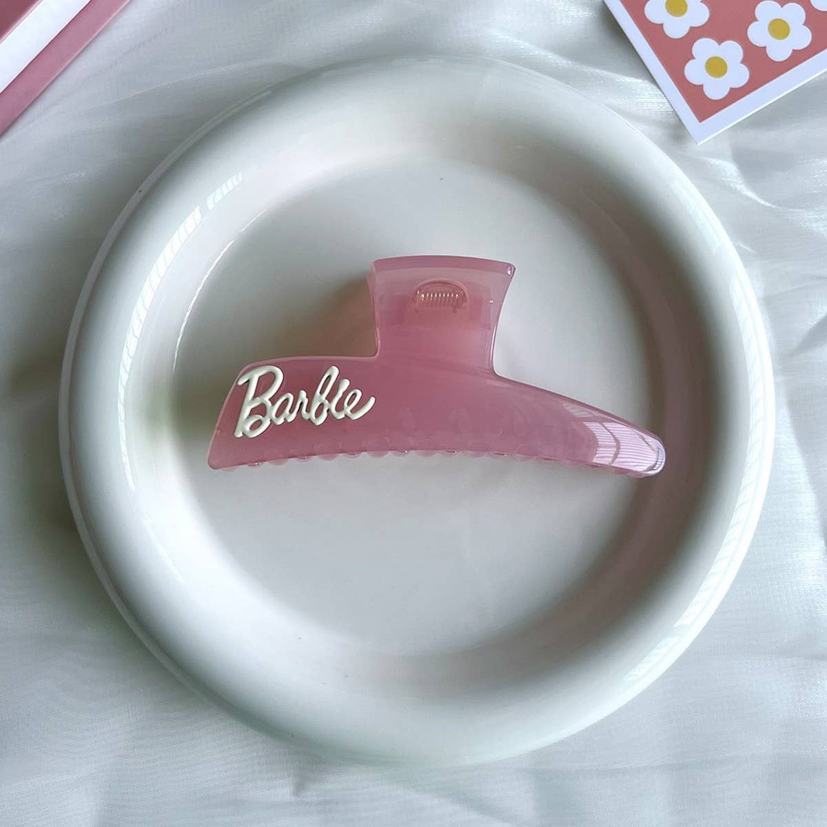 Pink Barbie Girl Hair Claw ??Alloy Letter Clip_CWAHA5761