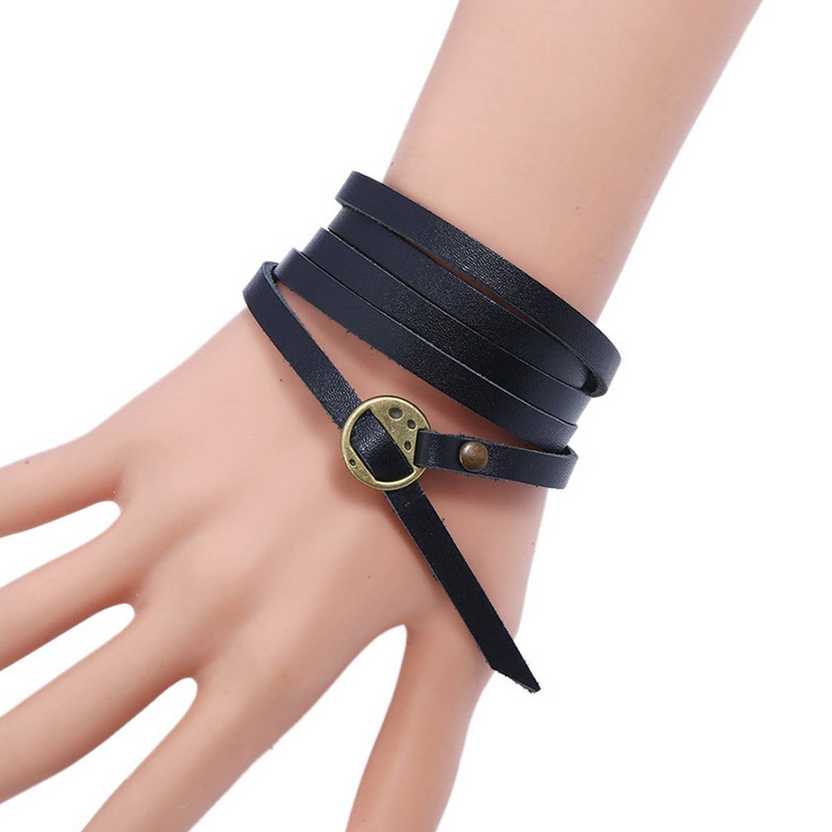 NEW FIVE-CIRCLE EMBOSSED LEATHER BRACELET