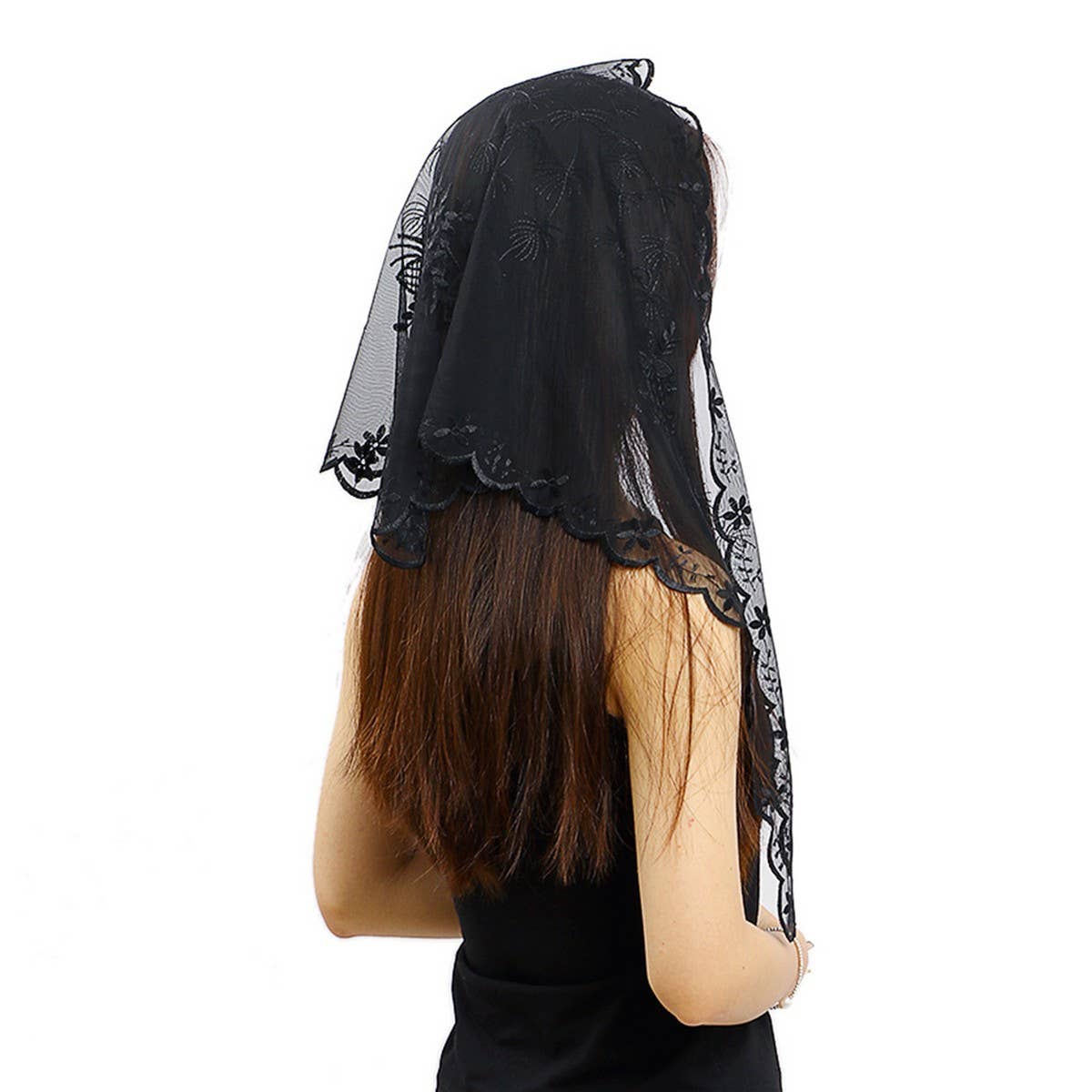 LACE PRINT BREATHABLE TRIANGLE SCARF VEIL