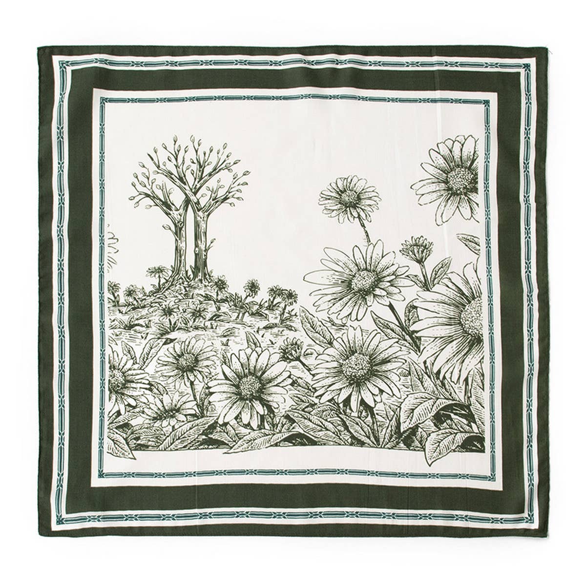 VERSATILE SHIRT RETRO PLANT PRINT SQUARE SCARF