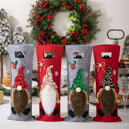 CWMM10294_CHRISTMAS REINDEER GNOME WINE BOTTLE COVER