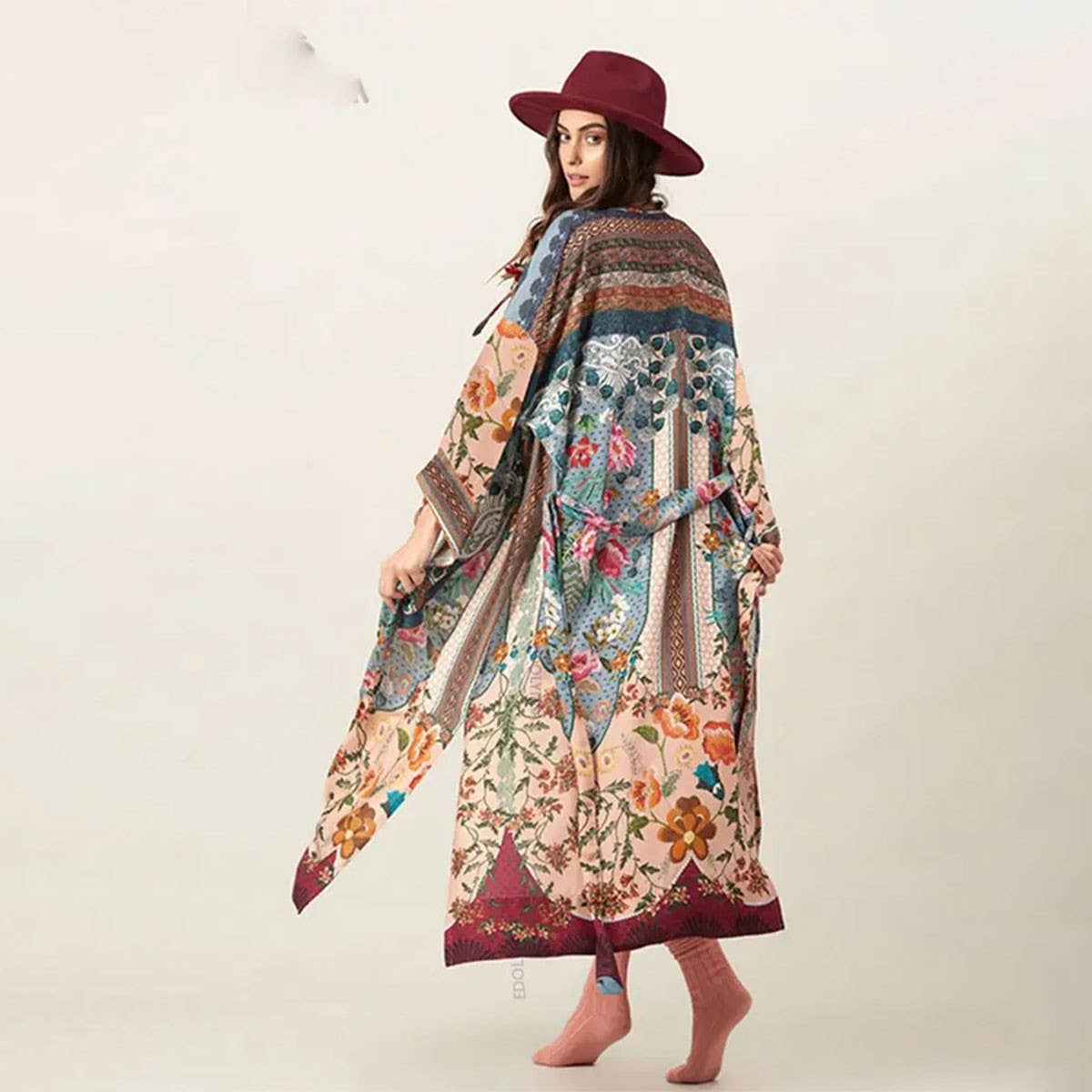 Rayon Floral Bikini Cover-Up Beach Cardigan_CWMM6307