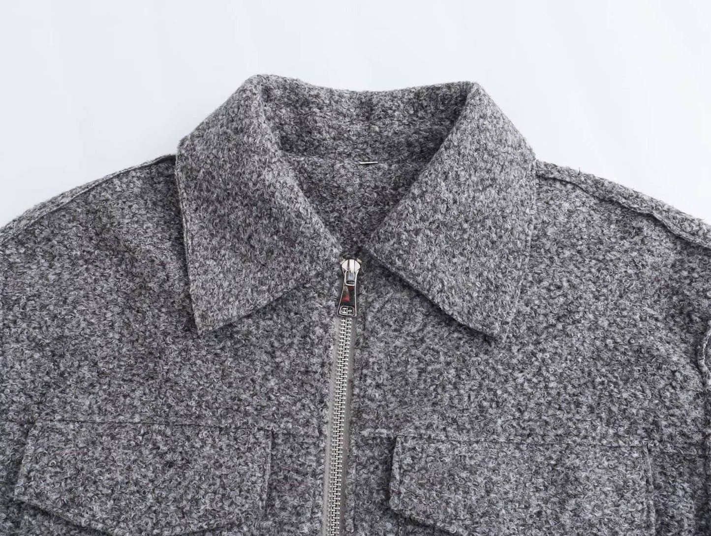 LAPEL LONG-SLEEVED PREMIUM ZIP-UP COAT