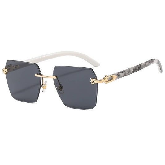New Polygon Gradient Metal Sunglasses Leopard Head
