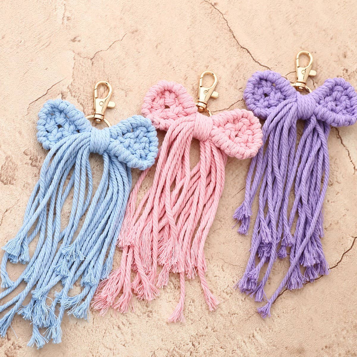 Bow Tassel Keychain Handcrafted Wrist Strap_CWAB5073